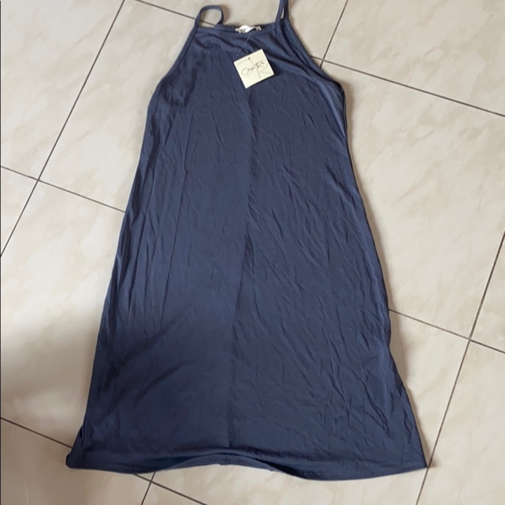 dark grey/dark blue sleeveless tshirt dress